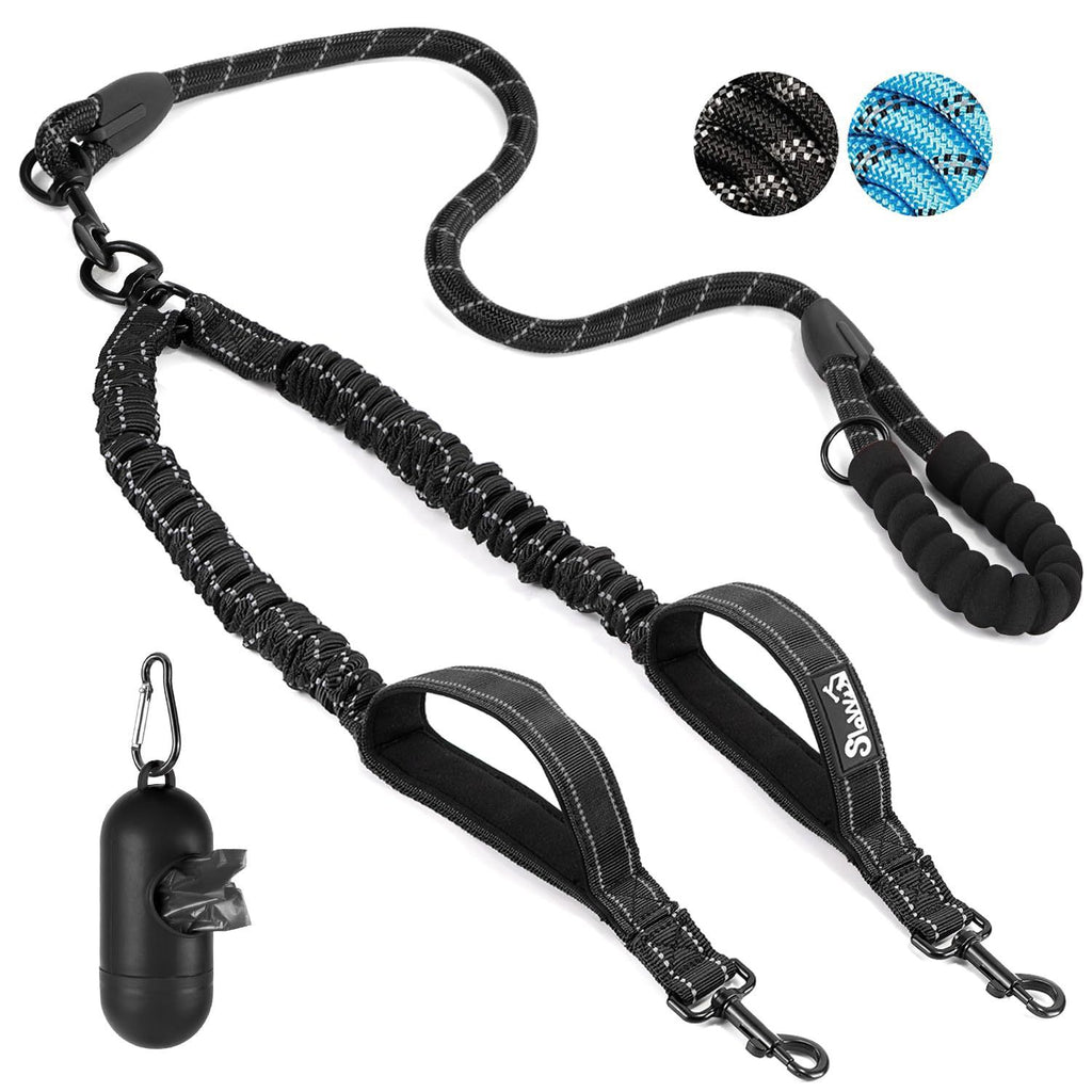 Double Dog Leash with Reflective Anti-Tangle Strap