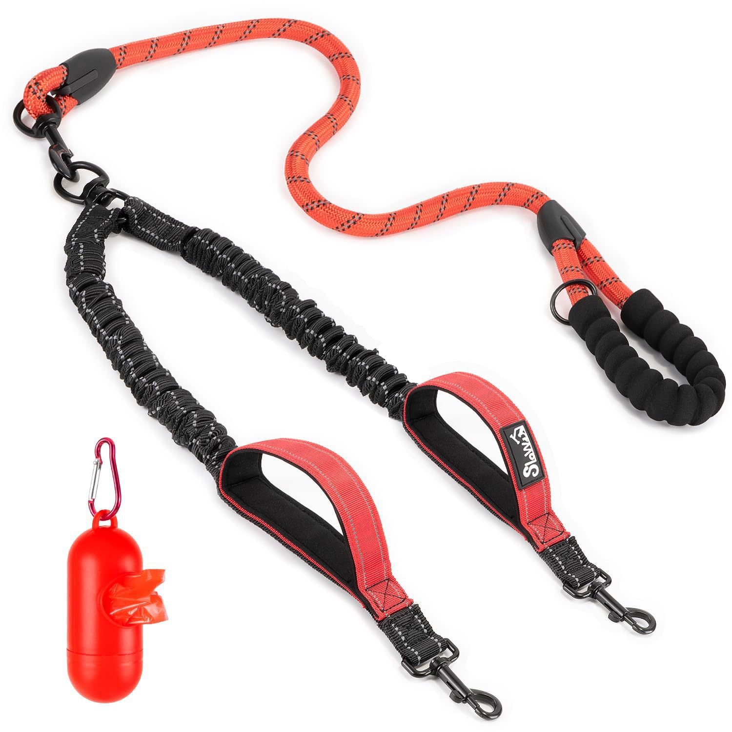Double Dog Leash with Reflective Anti-Tangle Strap
