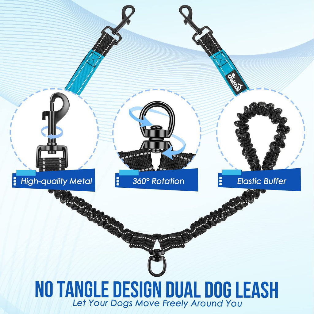 Double Dog Leash with Reflective Anti-Tangle Strap