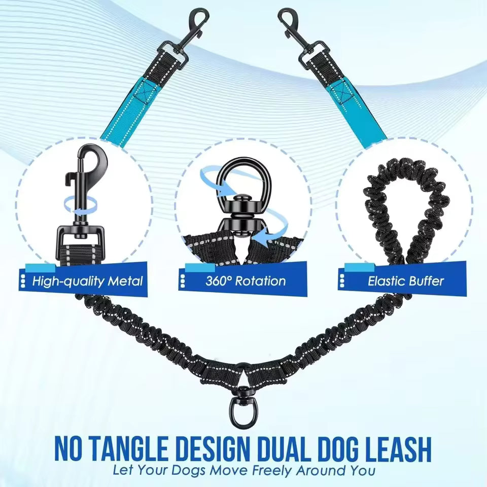 Reflective Double Dog Leash